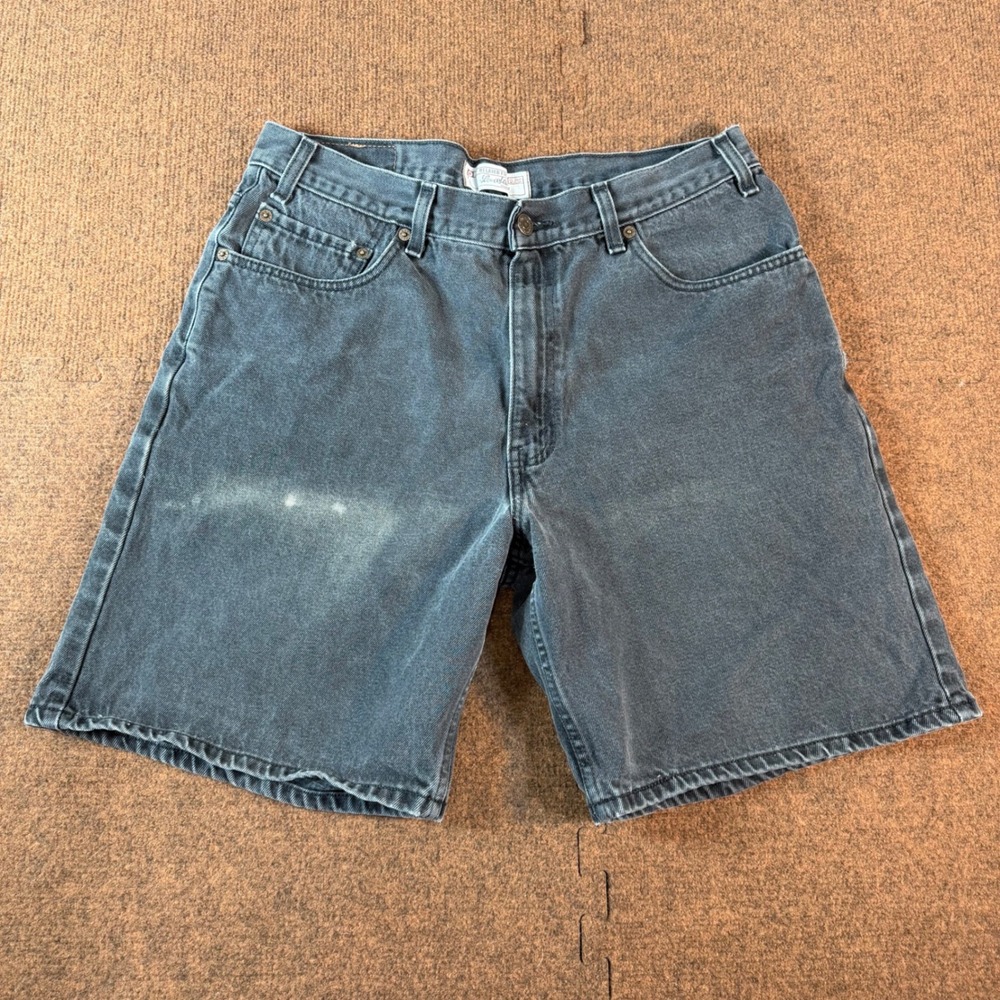 Levi Strauss Signature Mens Relaxed Fit Denim Shorts Black Faded W36 Cotton C+